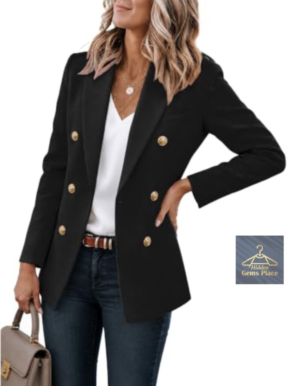 Women's Double Breasted Blazer Open Front Full Lined Work Jacket Pockets